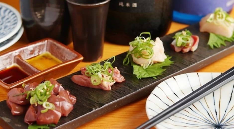 京赤地鶏のお刺身5種盛り